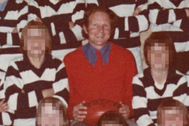Darrell Ray sits with the 1976 Moorabbin Cats